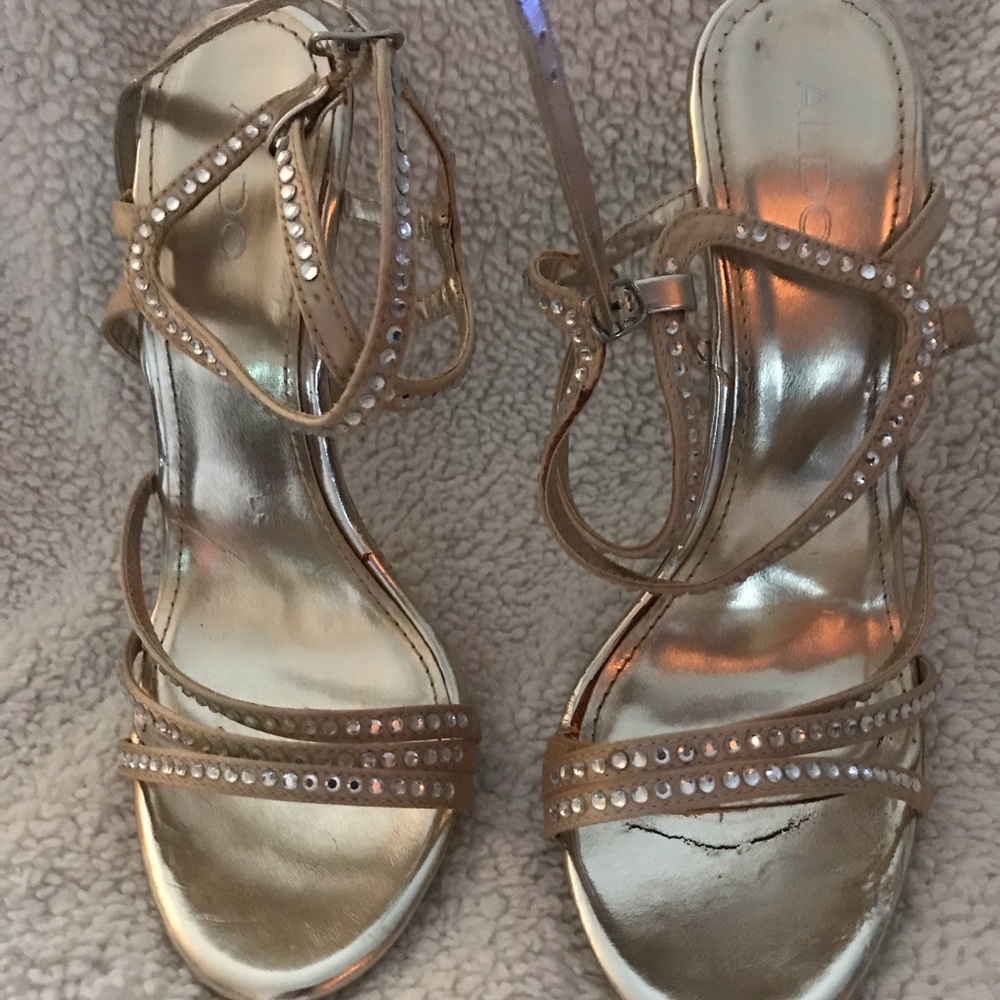 Aldo, Gold/Sparely Stiletto heels, I bought these pretty shoes for a wedding.